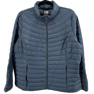 32 Degrees Heat Down Jacket Mens XL Blue Lightweight Zip Up Mock Neck Windproof